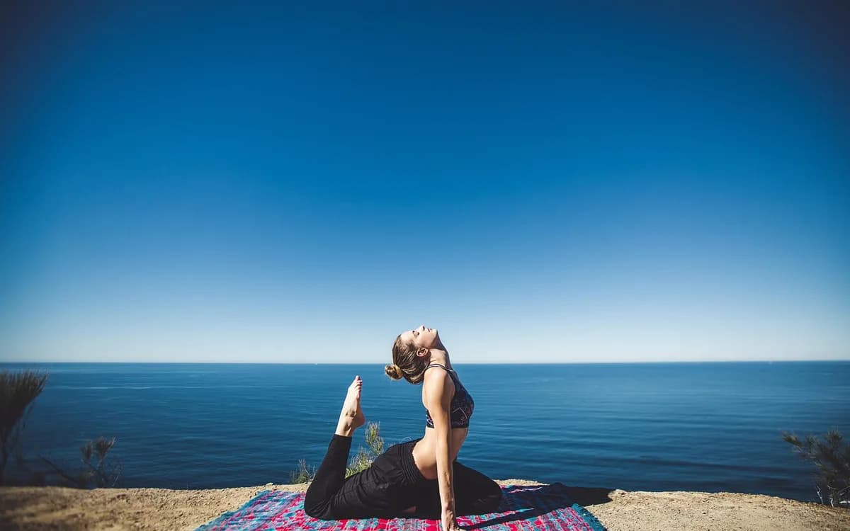 woman, yoga, coast, exercise, fitness, lifestyle