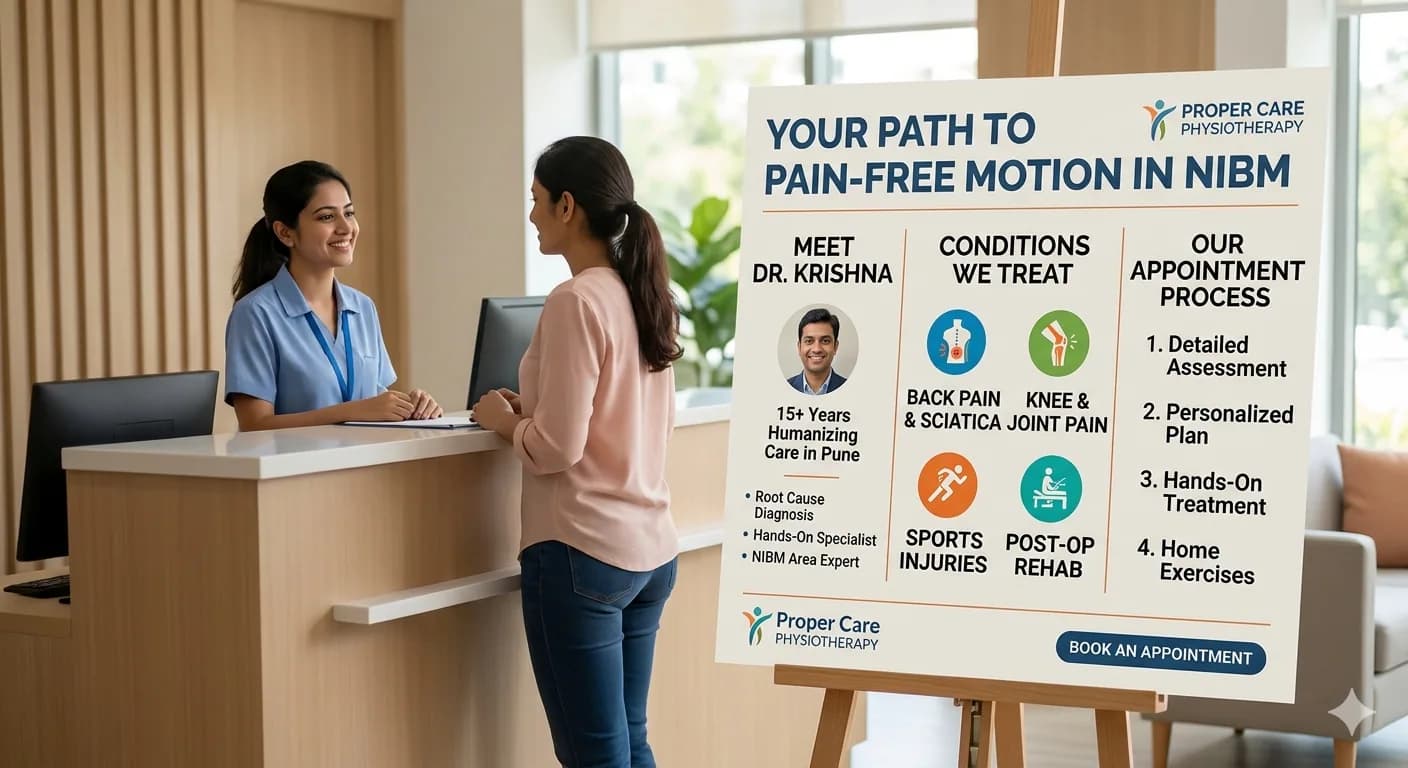 Physiotherapist explaining a free home assessment for a patient in Pune