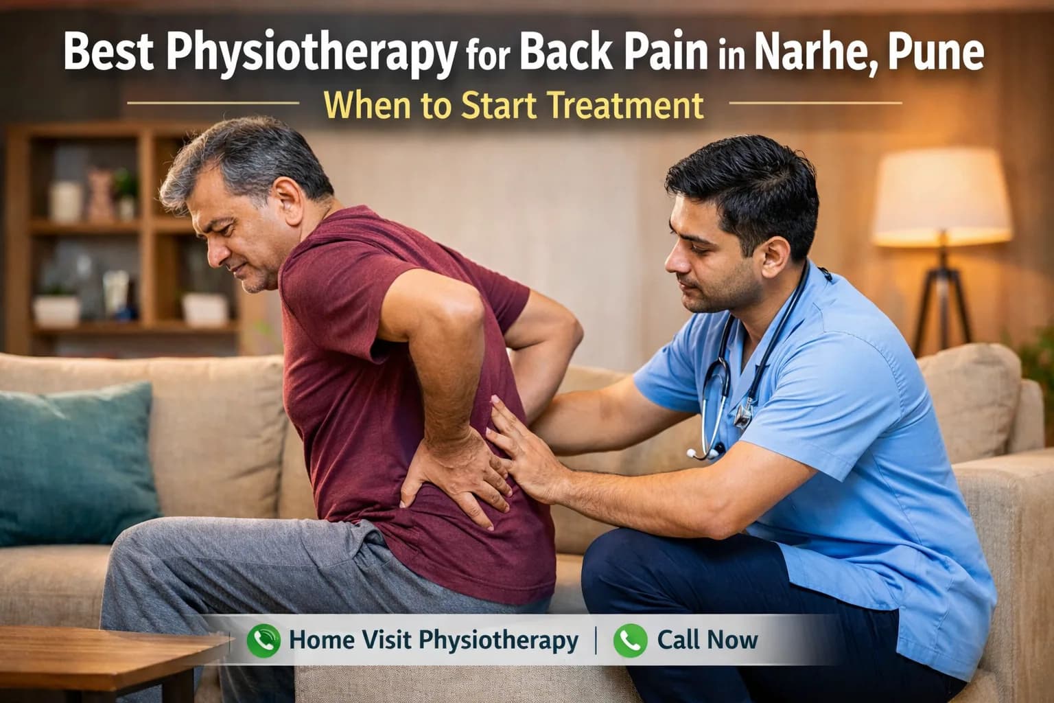 Physiotherapist providing home visit treatment to a patient in Narhe, Pune